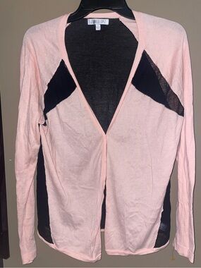 Jennifer Lopez Pink Open-Front Cardigan with Sheer Black Panels Sz L